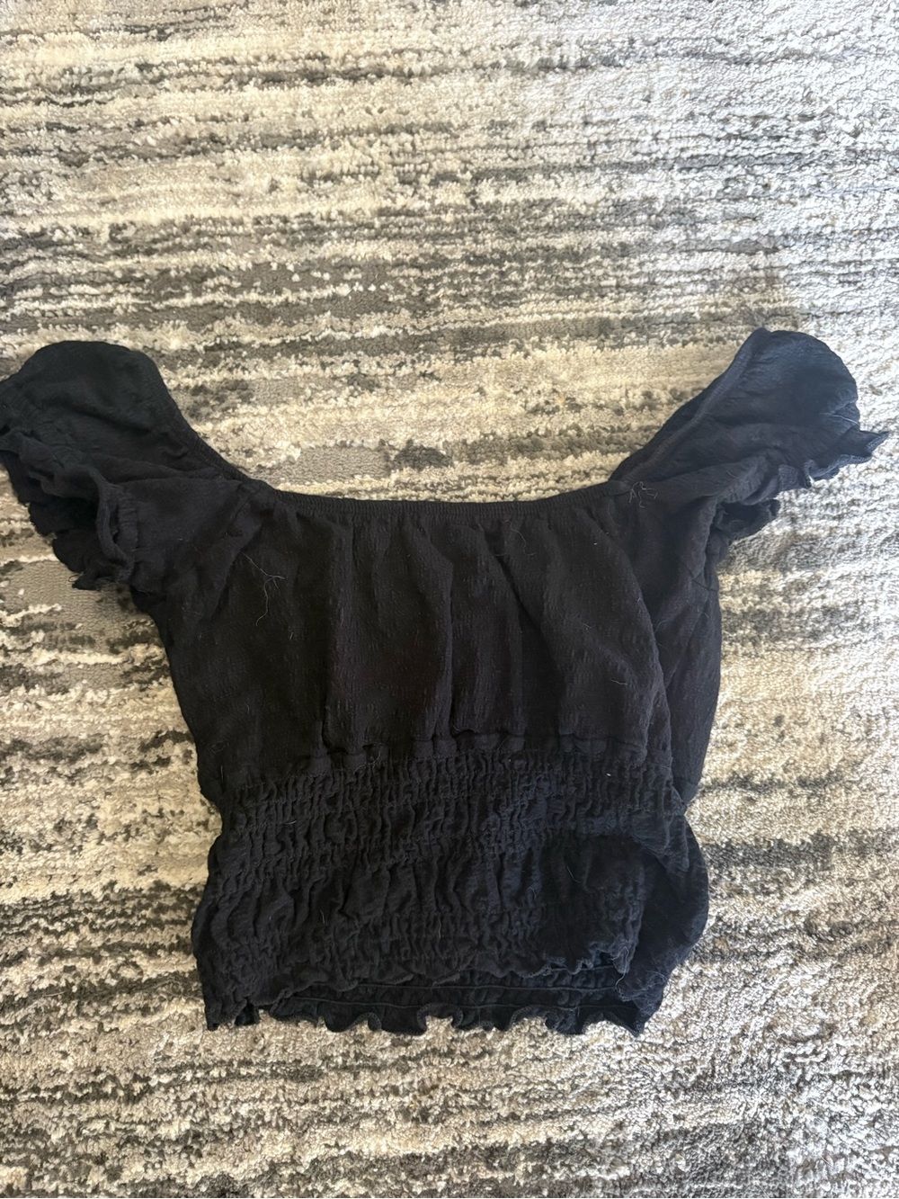 Billabong Black Smocked Off-Shoulder Crop Top